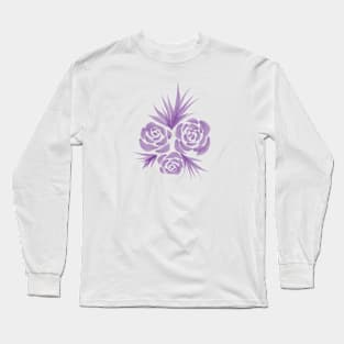 Purple watercolor roses with leaves Long Sleeve T-Shirt